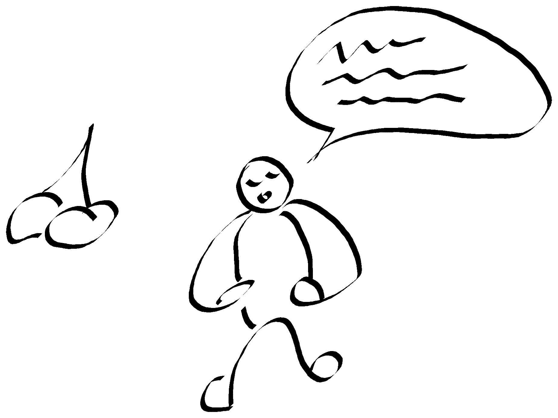 The employee's view — avatar is hungry, speech bubble shows training content, cherries waiting to be earned by completing the module